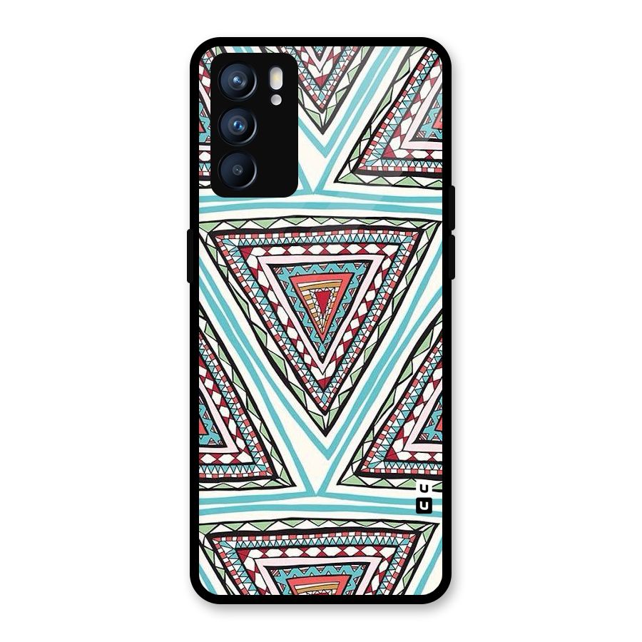 Triangle Abstract Mode Glass Back Case for Oppo Reno6 5G