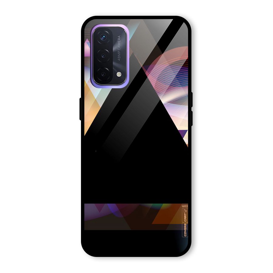 Triangle Black Abstract Glass Back Case for Oppo A74 5G