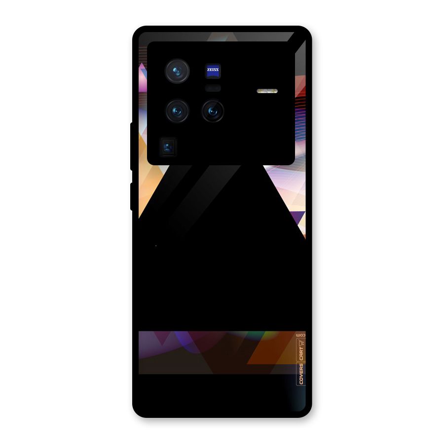 Triangle Black Abstract Glass Back Case for Vivo X80 Pro