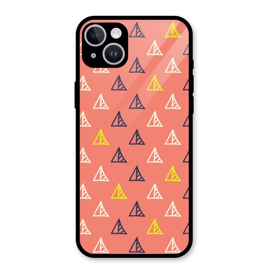Triangular Boho Pattern Glass Back Case for iPhone 14 Plus