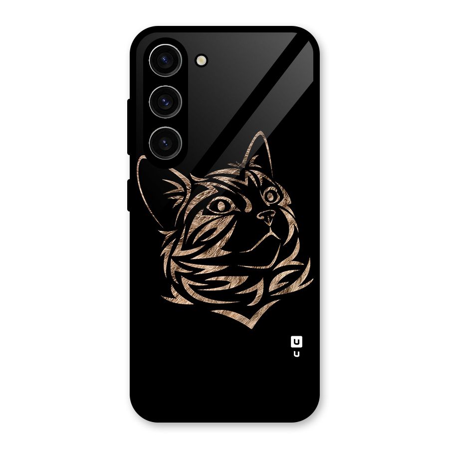 Tribal Cat Glass Back Case for Galaxy S23
