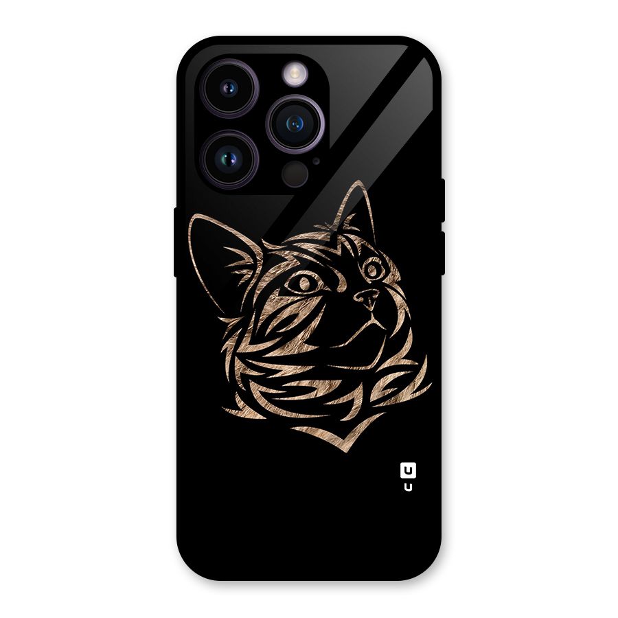 Tribal Cat Glass Back Case for iPhone 14 Pro