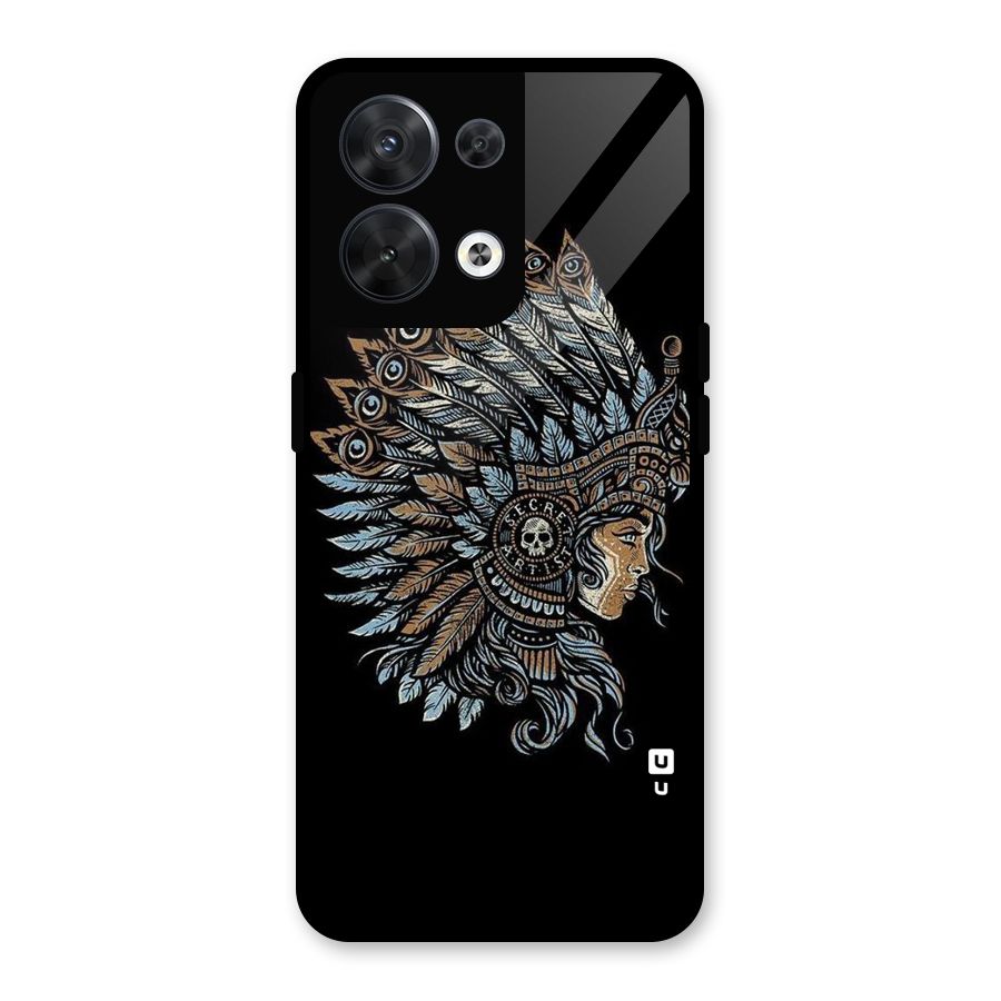 Tribal Design Glass Back Case for Oppo Reno8 5G
