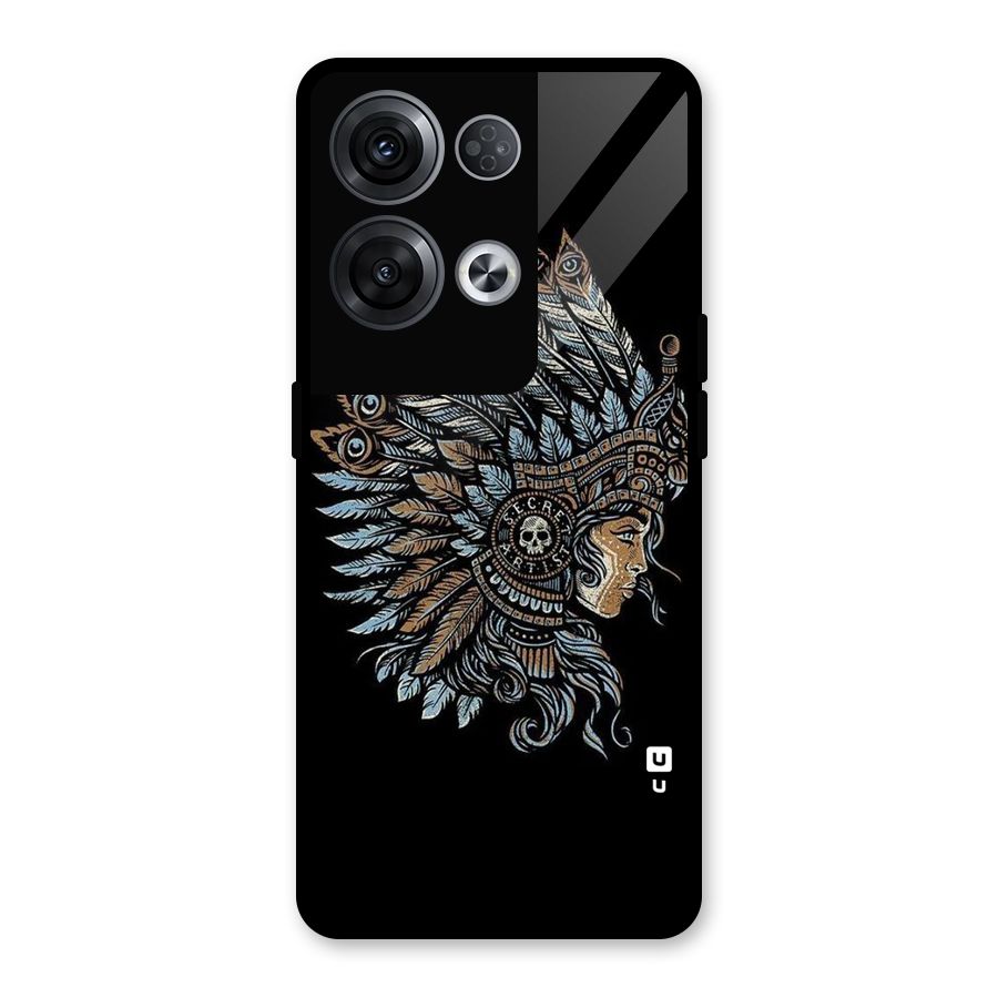Tribal Design Glass Back Case for Oppo Reno8 Pro 5G