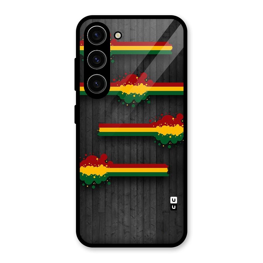Tricolor Splash Design Glass Back Case for Galaxy S23