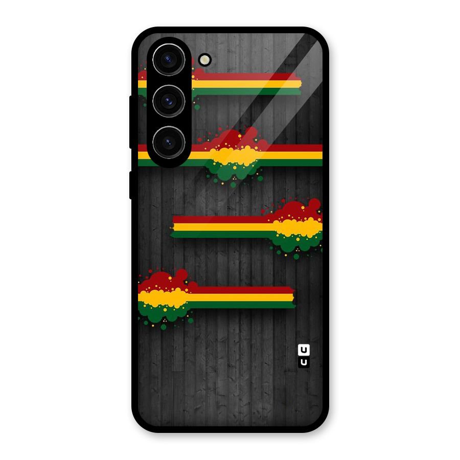 Tricolor Splash Design Glass Back Case for Galaxy S23 Plus