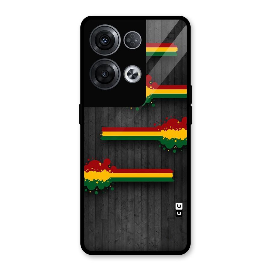 Tricolor Splash Design Glass Back Case for Oppo Reno8 Pro 5G