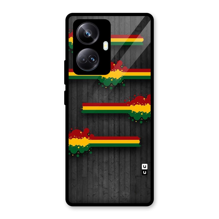 Tricolor Splash Design Glass Back Case for Realme 10 Pro Plus