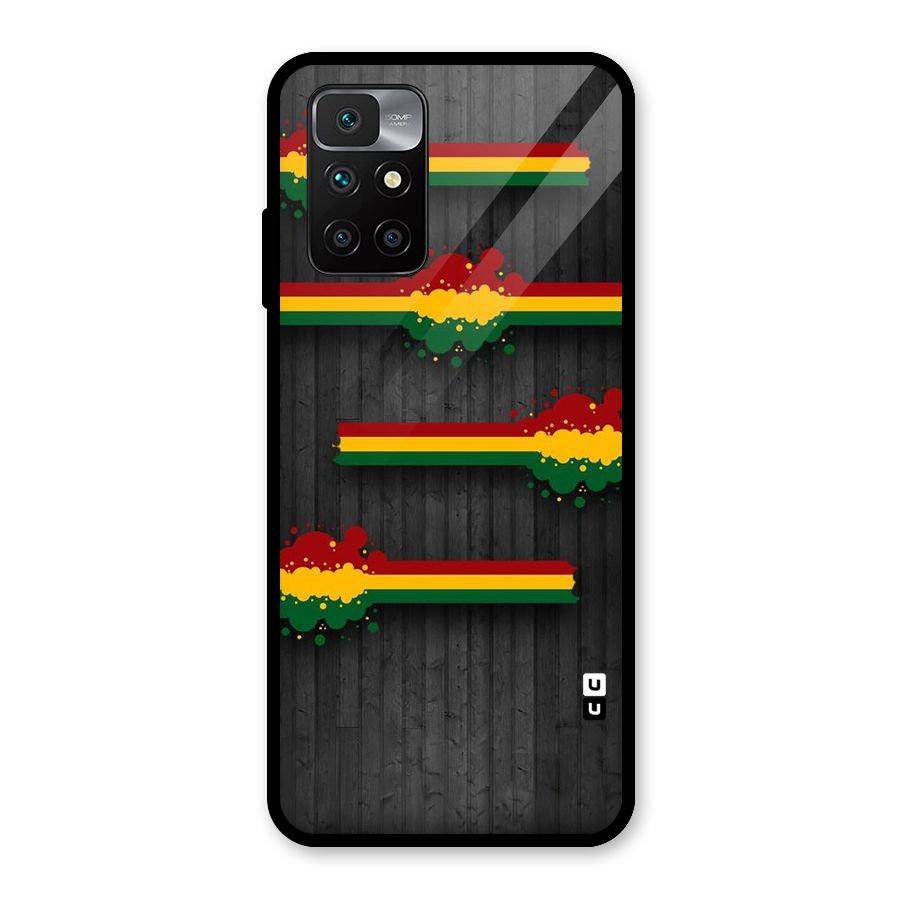 Tricolor Splash Design Glass Back Case for Redmi 10 Prime