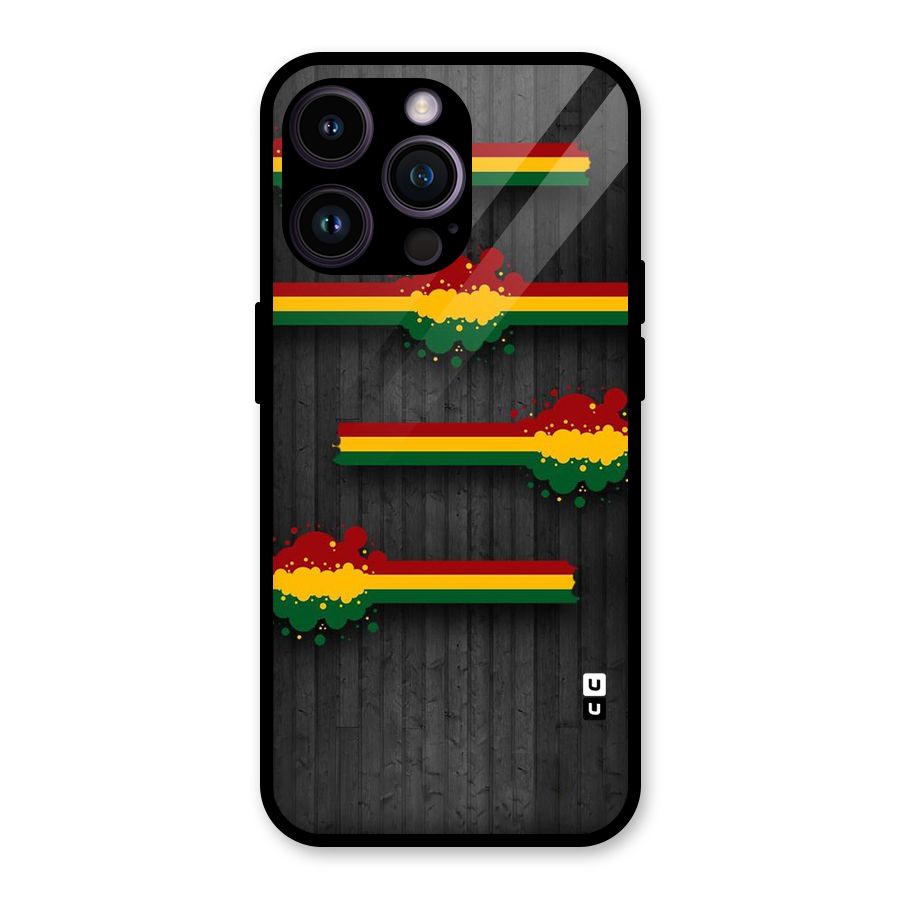 Tricolor Splash Design Glass Back Case for iPhone 14 Pro Max
