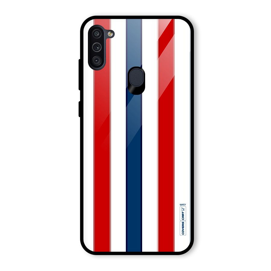 Tricolor Stripes Glass Back Case for Galaxy M11