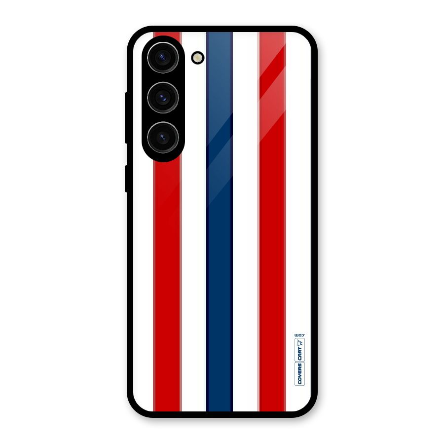 Tricolor Stripes Glass Back Case for Galaxy S23 Plus