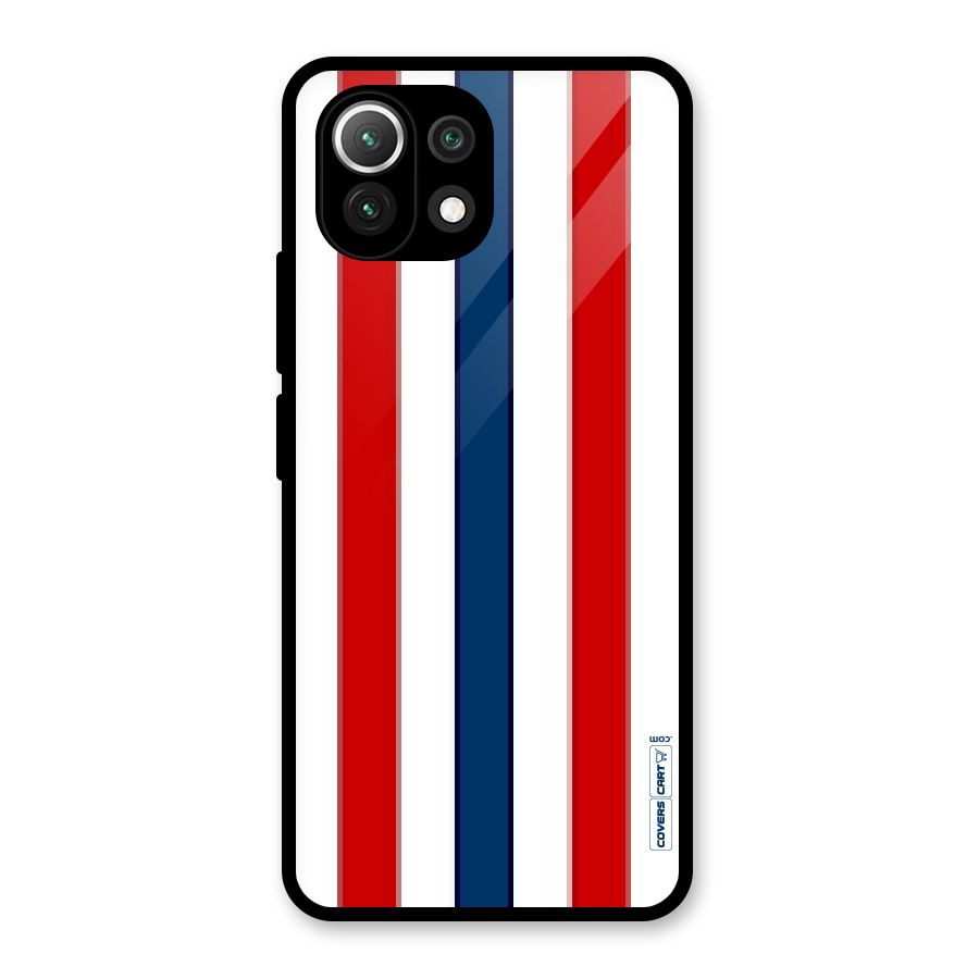 Tricolor Stripes Glass Back Case for Mi 11 Lite NE 5G
