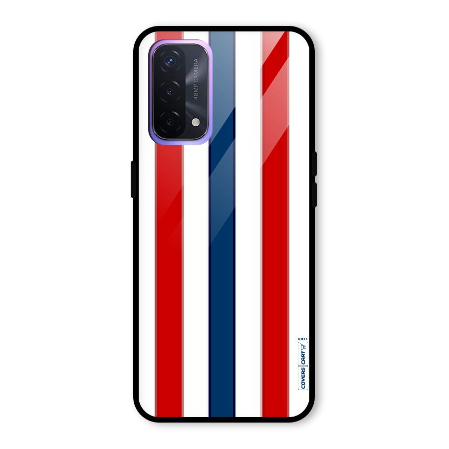 Tricolor Stripes Glass Back Case for Oppo A74 5G