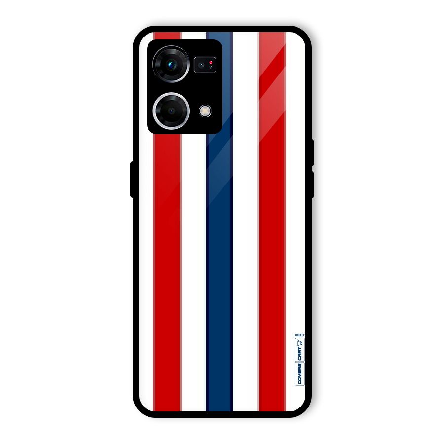 Tricolor Stripes Glass Back Case for Oppo F21s Pro 4G
