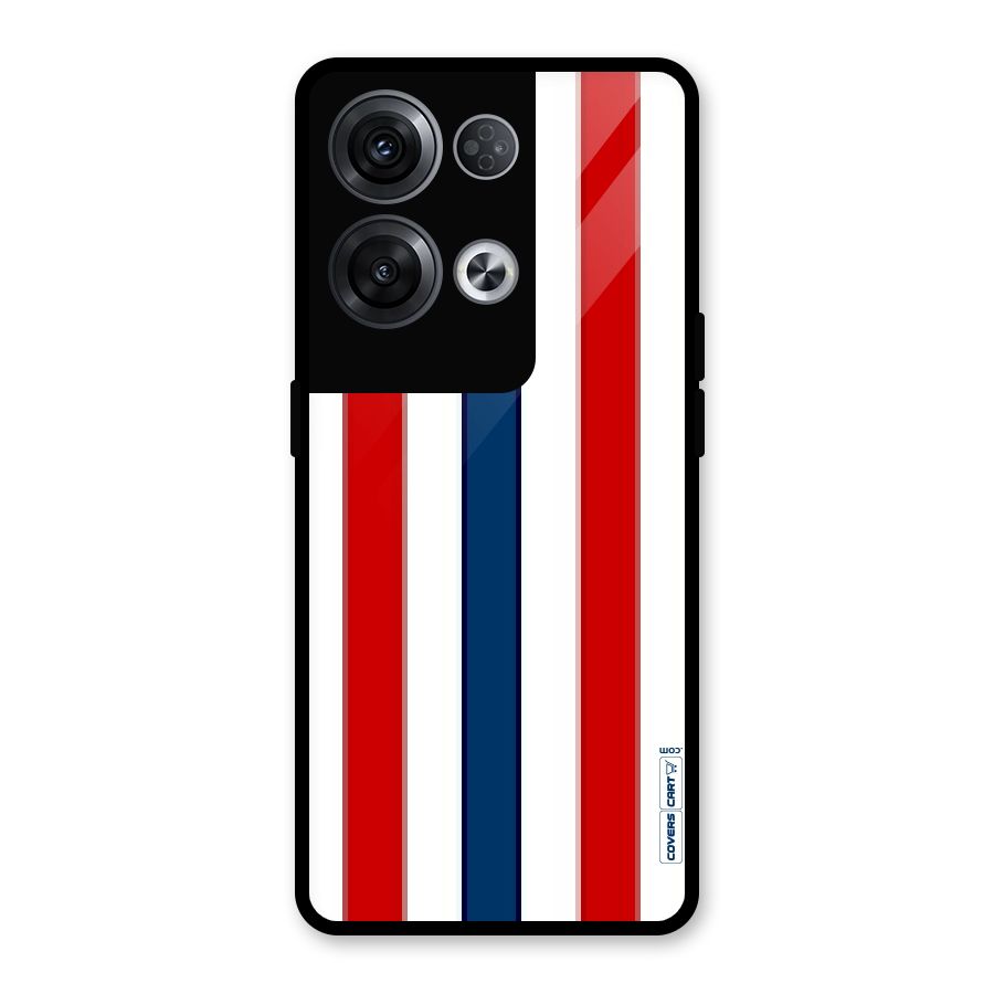 Tricolor Stripes Glass Back Case for Oppo Reno8 Pro 5G