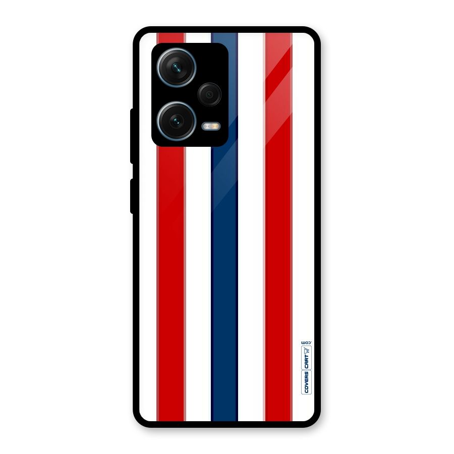 Tricolor Stripes Glass Back Case for Redmi Note 12 Pro Plus 5G