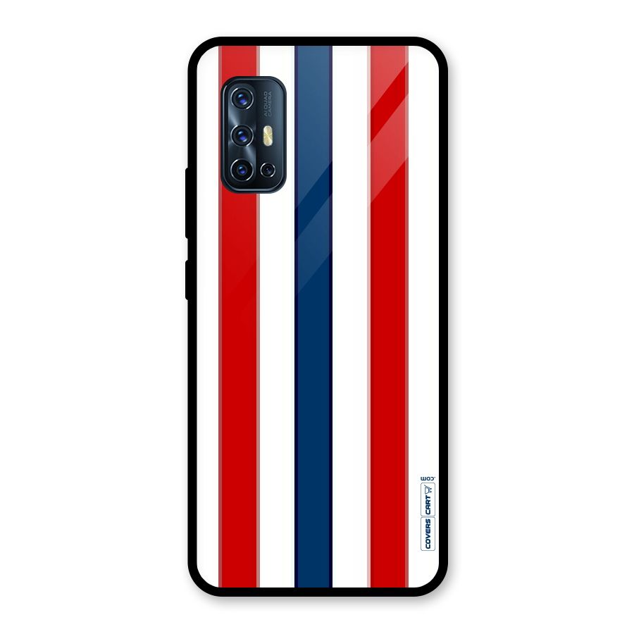 Tricolor Stripes Glass Back Case for Vivo V17