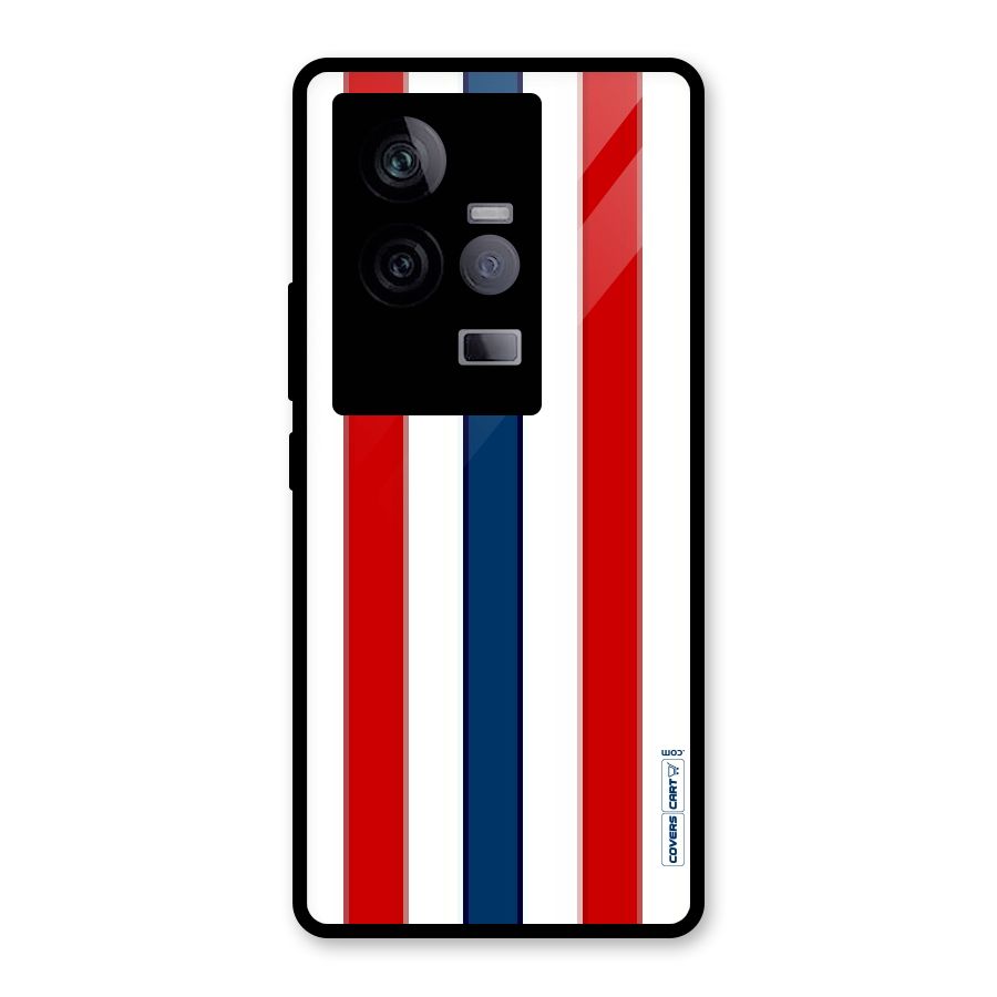 Tricolor Stripes Glass Back Case for Vivo iQOO 11 5G