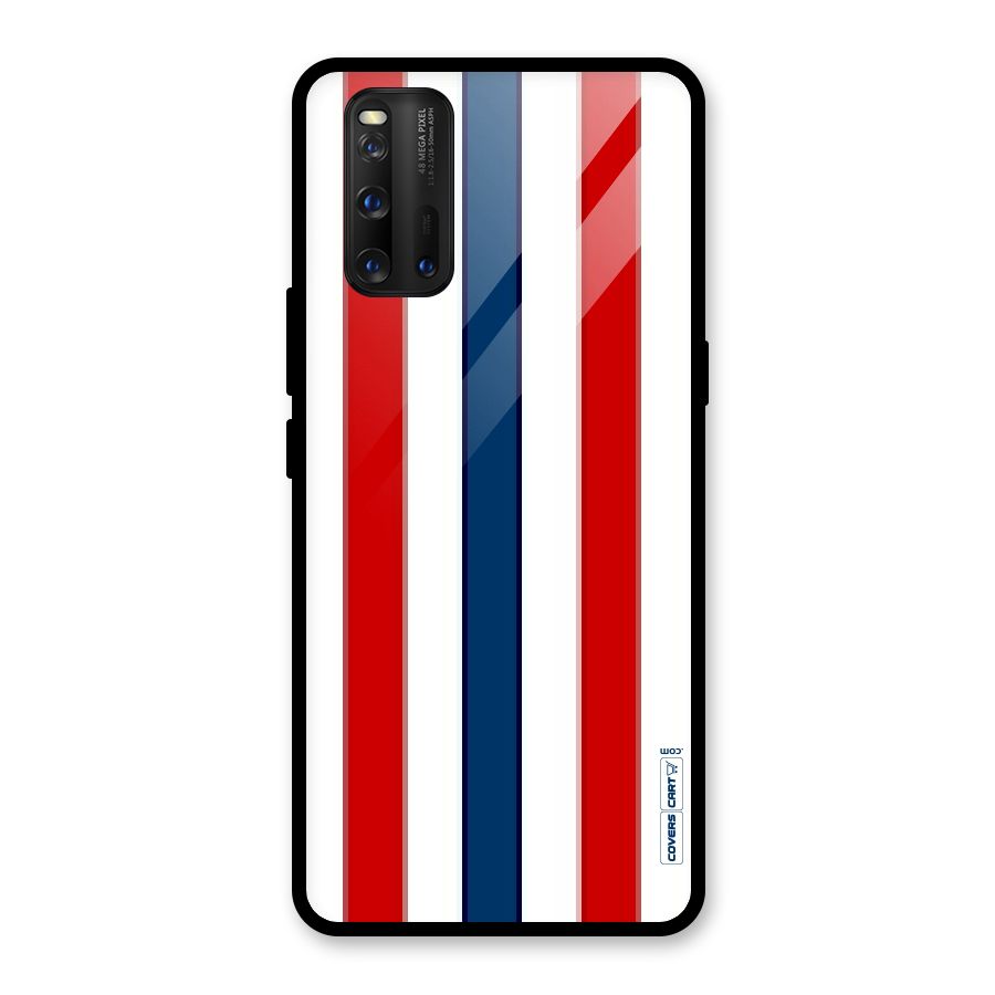 Tricolor Stripes Glass Back Case for Vivo iQOO 3
