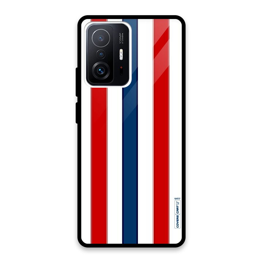 Tricolor Stripes Glass Back Case for Xiaomi 11T Pro