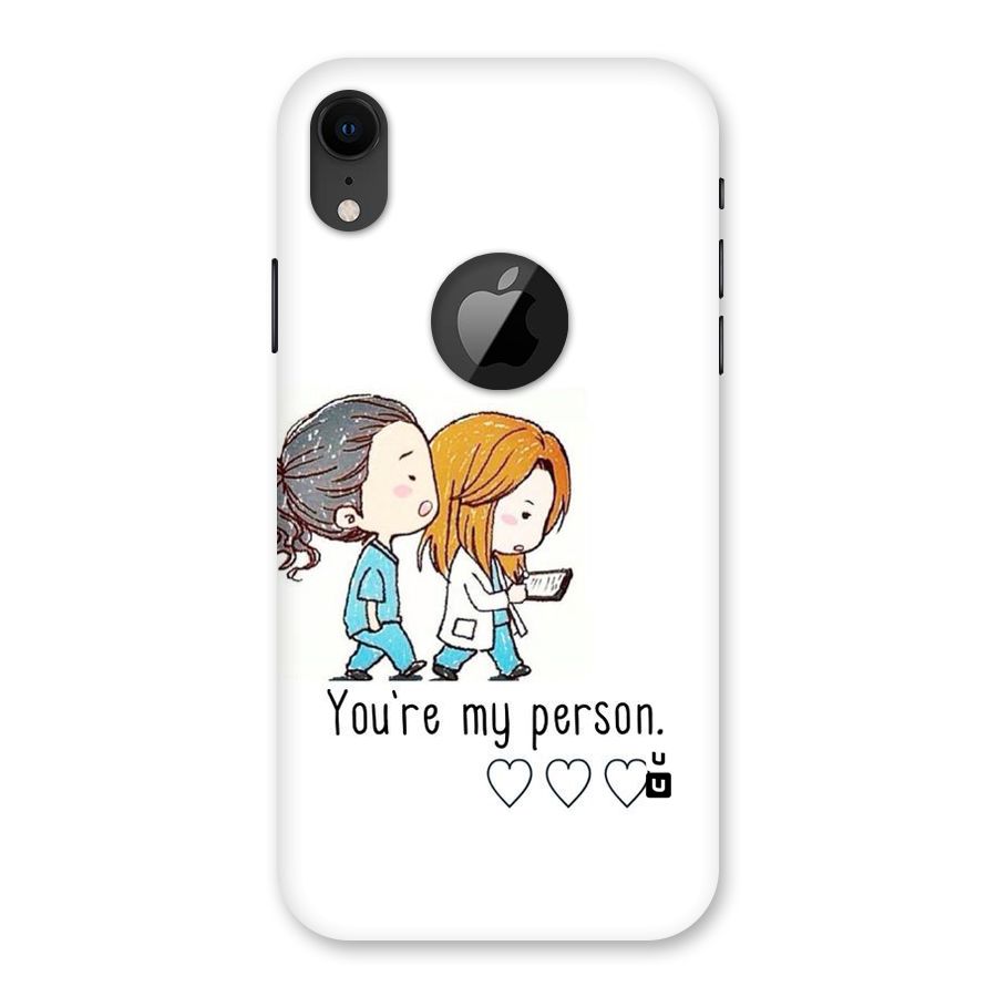 Two Friends In Coat Back Case for iPhone XR Logo Cut