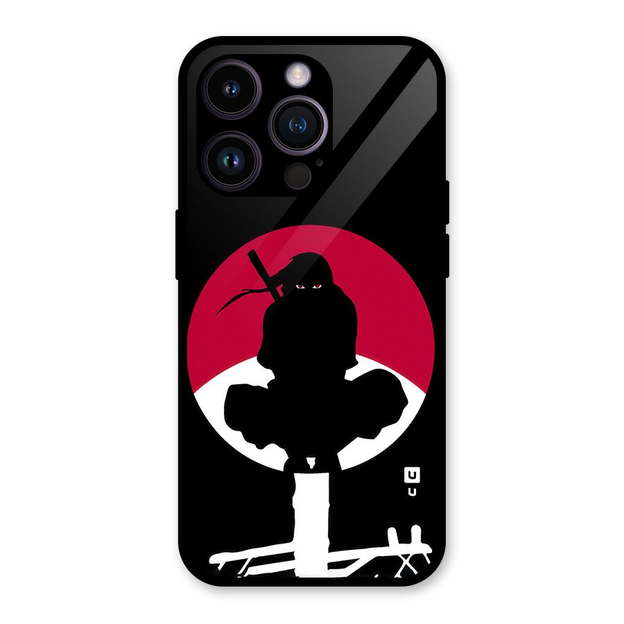 Uchiha Itachi Minimalist Glass Back Case for iPhone 14 Pro