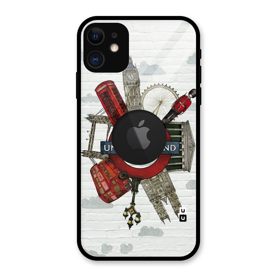 Underground Design Glass Back Case for iPhone 11 Logo Cut