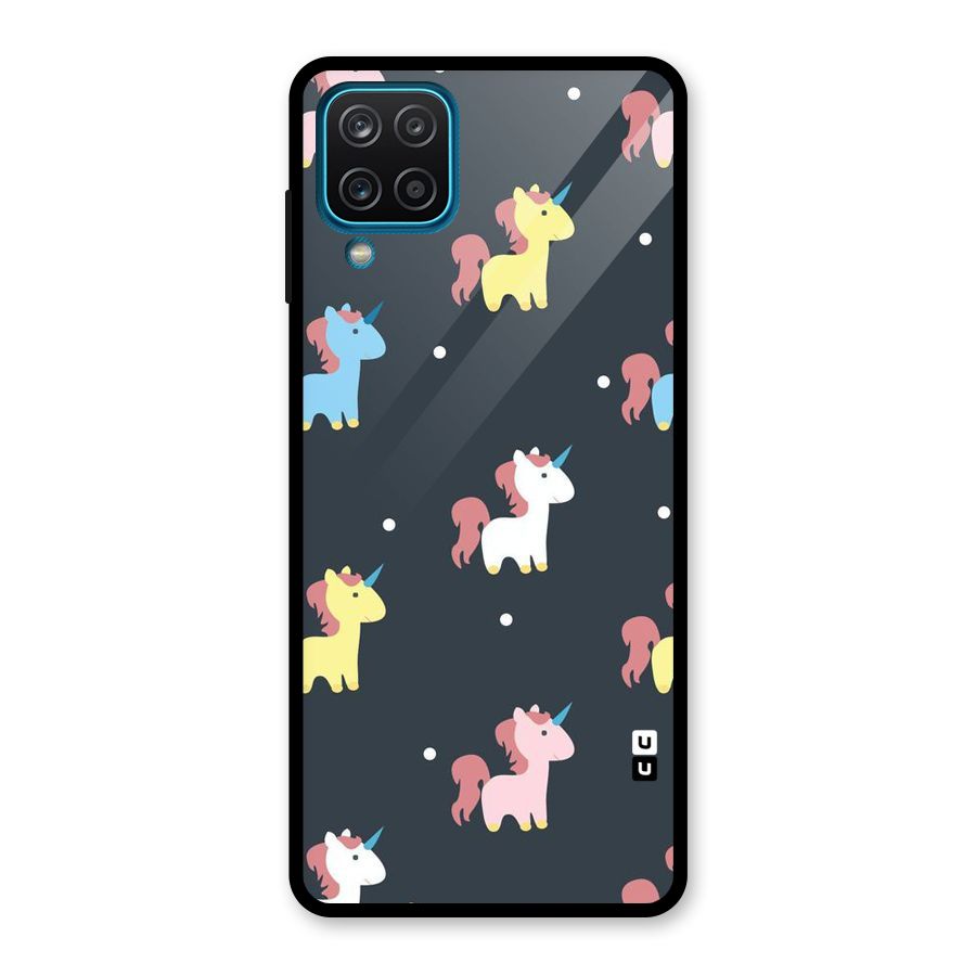 Unicorn Pattern Glass Back Case for Galaxy A12