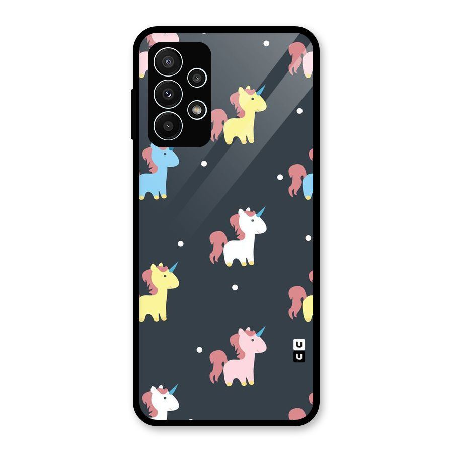 Unicorn Pattern Glass Back Case for Galaxy A23
