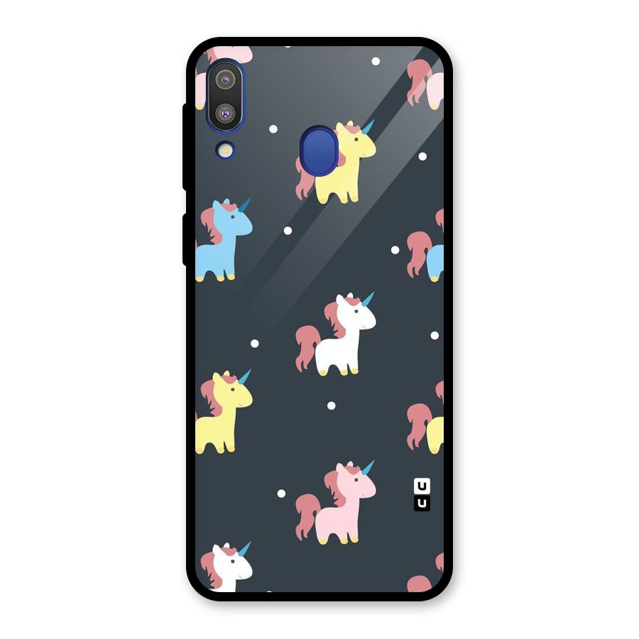 Unicorn Pattern Glass Back Case for Galaxy M20