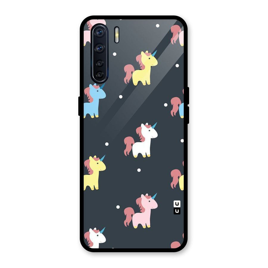 Unicorn Pattern Glass Back Case for Oppo F15