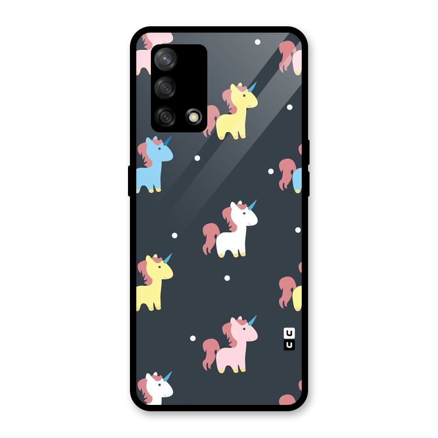 Unicorn Pattern Glass Back Case for Oppo F19