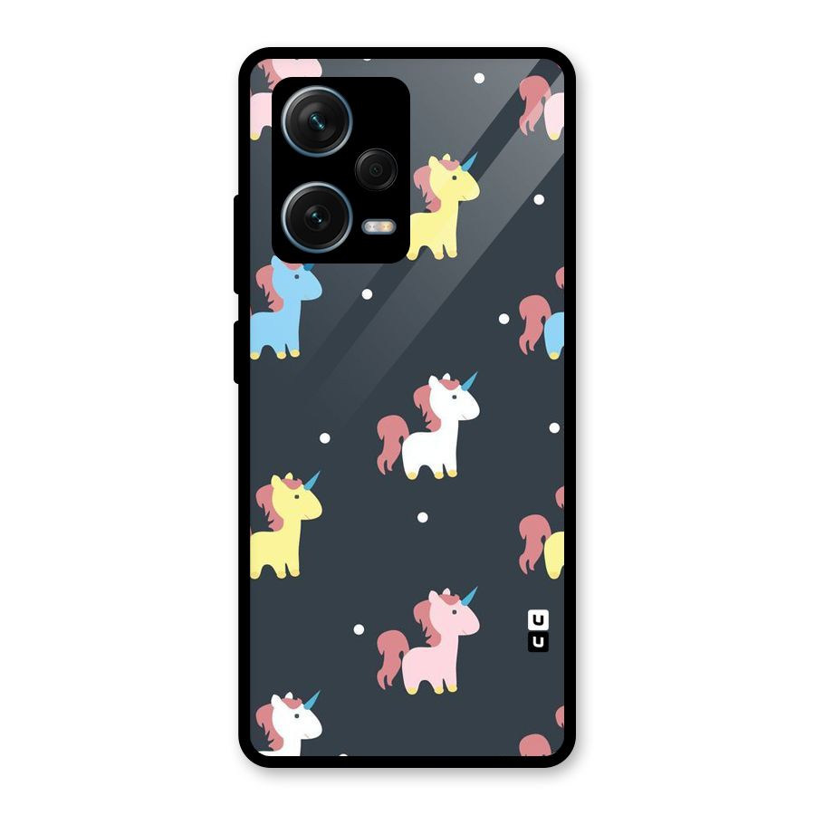 Unicorn Pattern Glass Back Case for Redmi Note 12 Pro Plus 5G