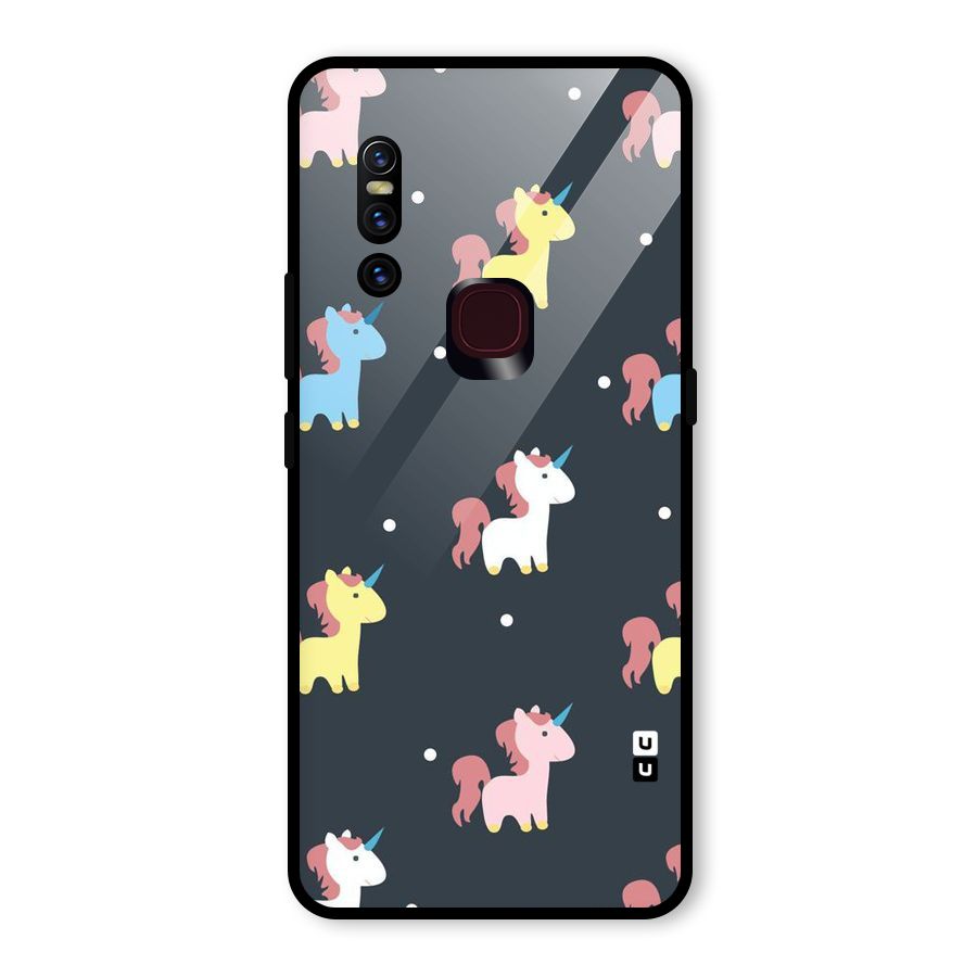 Unicorn Pattern Glass Back Case for Vivo V15