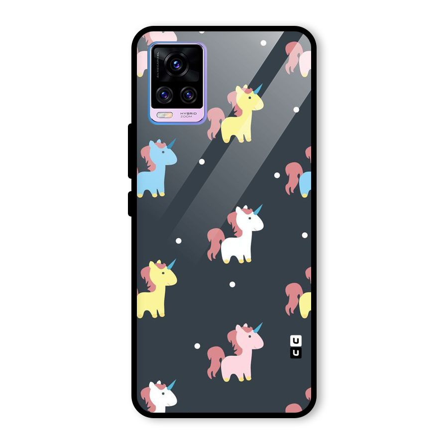 Unicorn Pattern Glass Back Case for Vivo V20 Pro