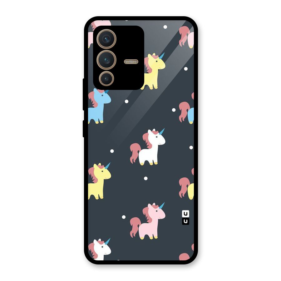 Unicorn Pattern Glass Back Case for Vivo V23 5G