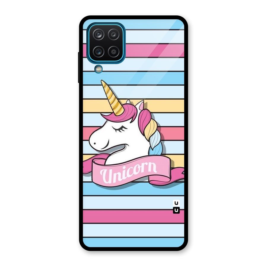 Unicorn Stripes Glass Back Case for Galaxy A12
