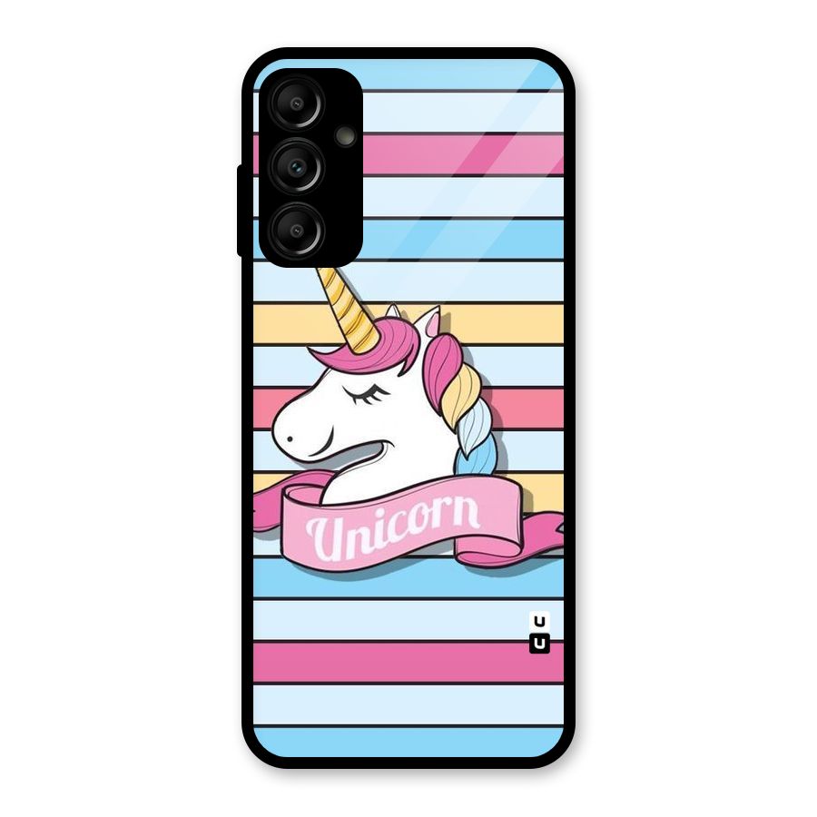 Unicorn Stripes Glass Back Case for Galaxy A14 5G