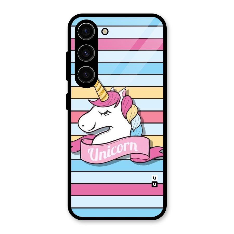 Unicorn Stripes Glass Back Case for Galaxy S23