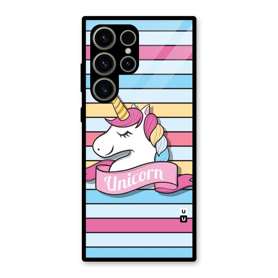 Unicorn Stripes Glass Back Case for Galaxy S23 Ultra
