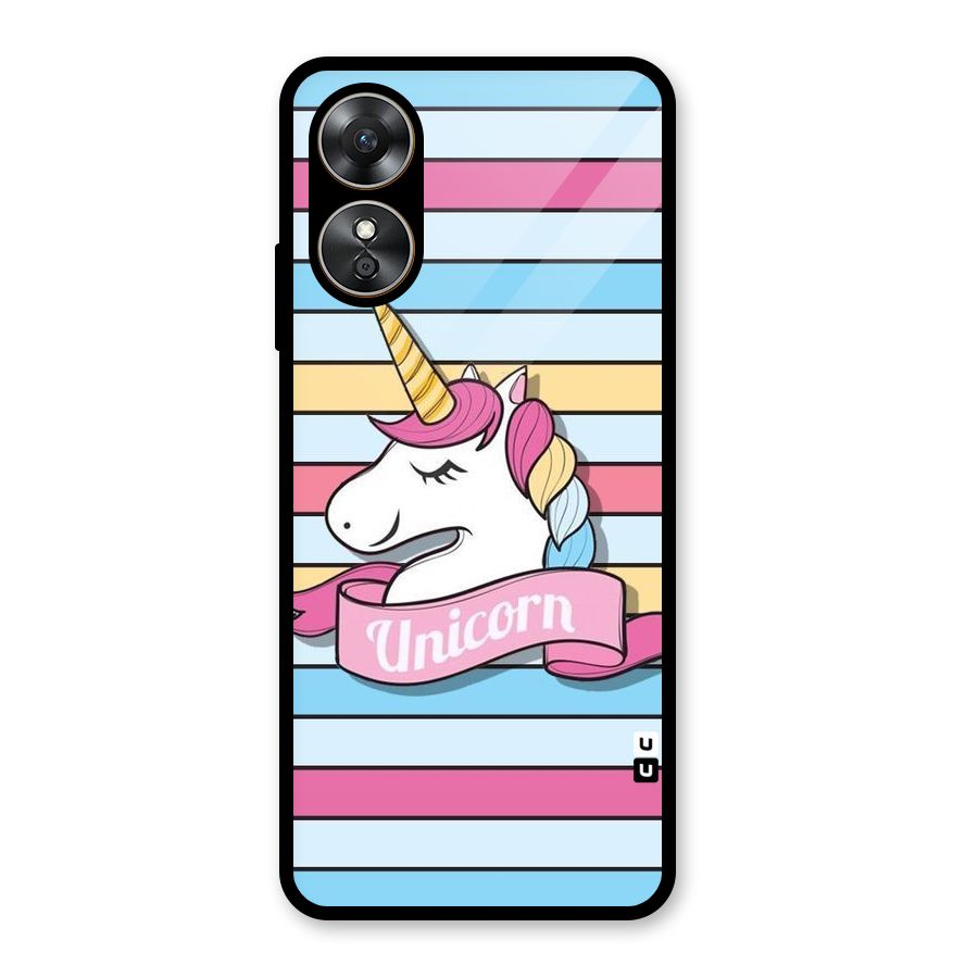 Unicorn Stripes Glass Back Case for Oppo A17