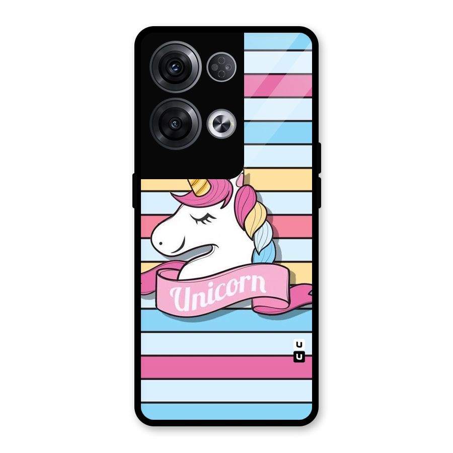 Unicorn Stripes Glass Back Case for Oppo Reno8 Pro 5G