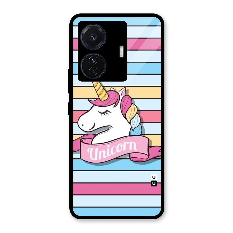 Unicorn Stripes Glass Back Case for Vivo T1 Pro