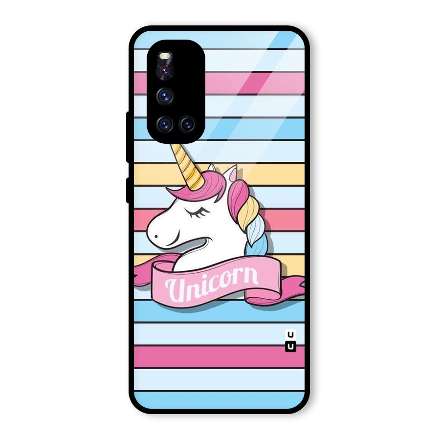 Unicorn Stripes Glass Back Case for Vivo V19