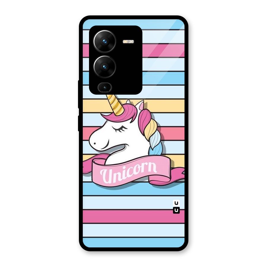 Unicorn Stripes Glass Back Case for Vivo V25 Pro