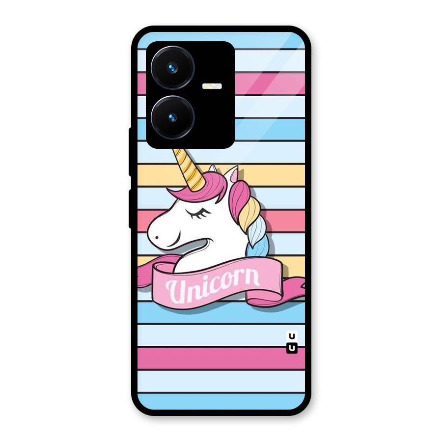 Unicorn Stripes Glass Back Case for Vivo Y22