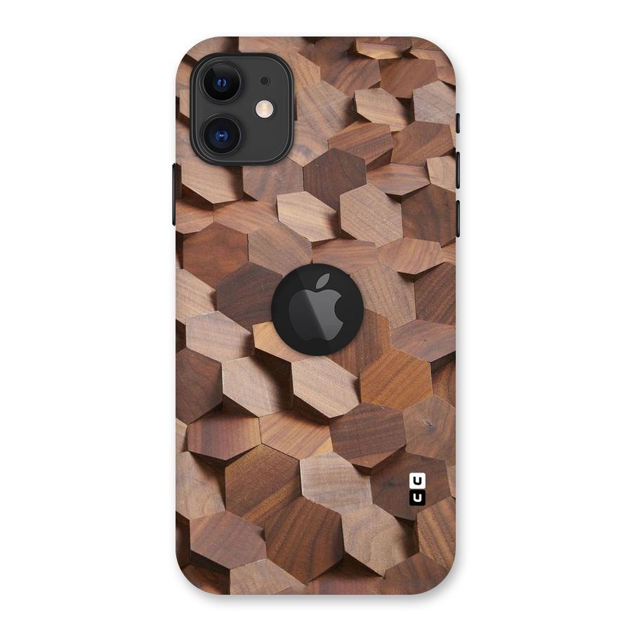 Uplifted Wood Hexagons Back Case for iPhone 11 Logo Cut