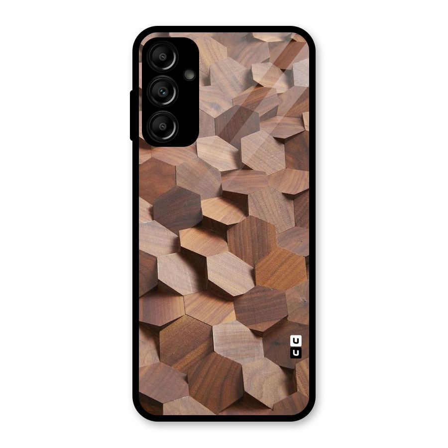 Uplifted Wood Hexagons Glass Back Case for Galaxy A14 5G