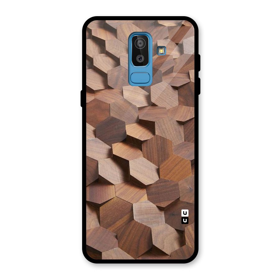 Uplifted Wood Hexagons Glass Back Case for Galaxy J8